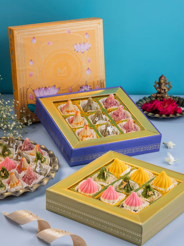 Modak Box of 9 (Green & Orange)