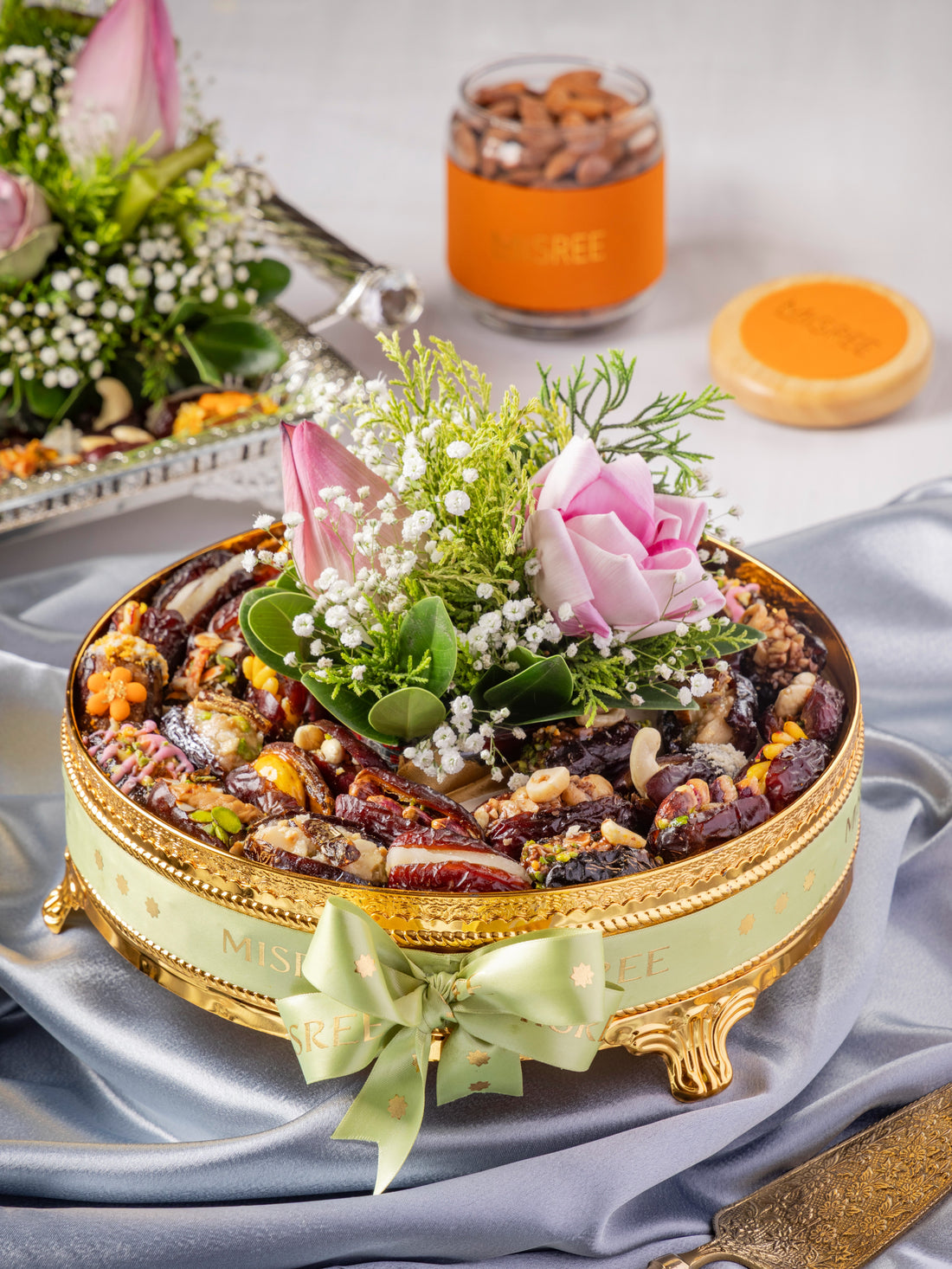 Golden Floral Dates Tray