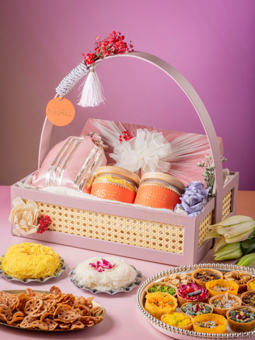 Pink Ghewar Basket