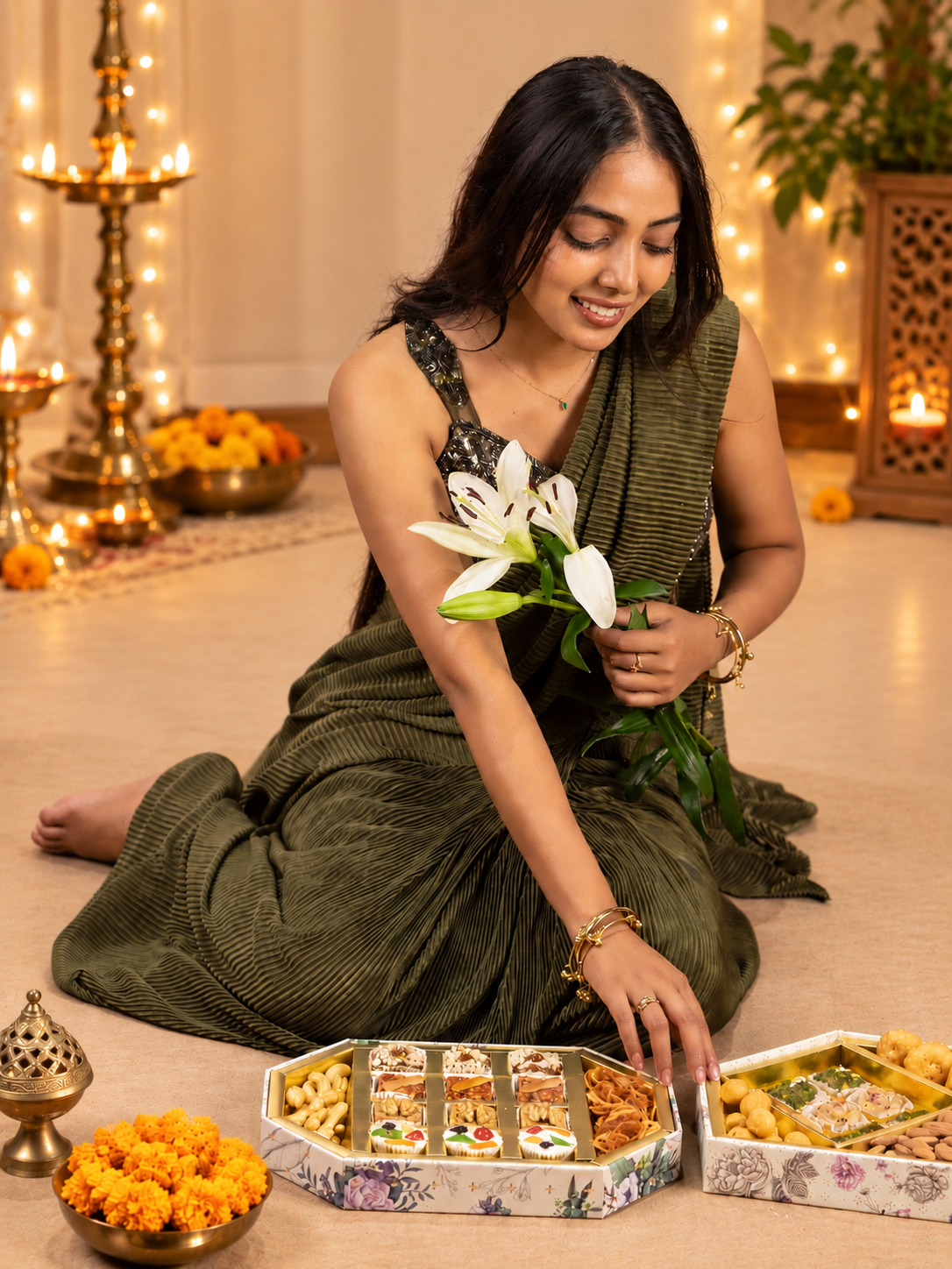 Namaste Octagon  box with  Savouries  Dryfruit