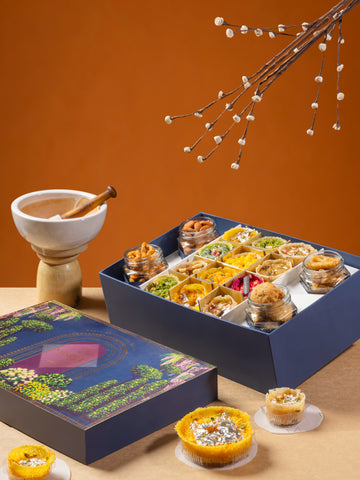 Blue Garden Ghewar Hamper