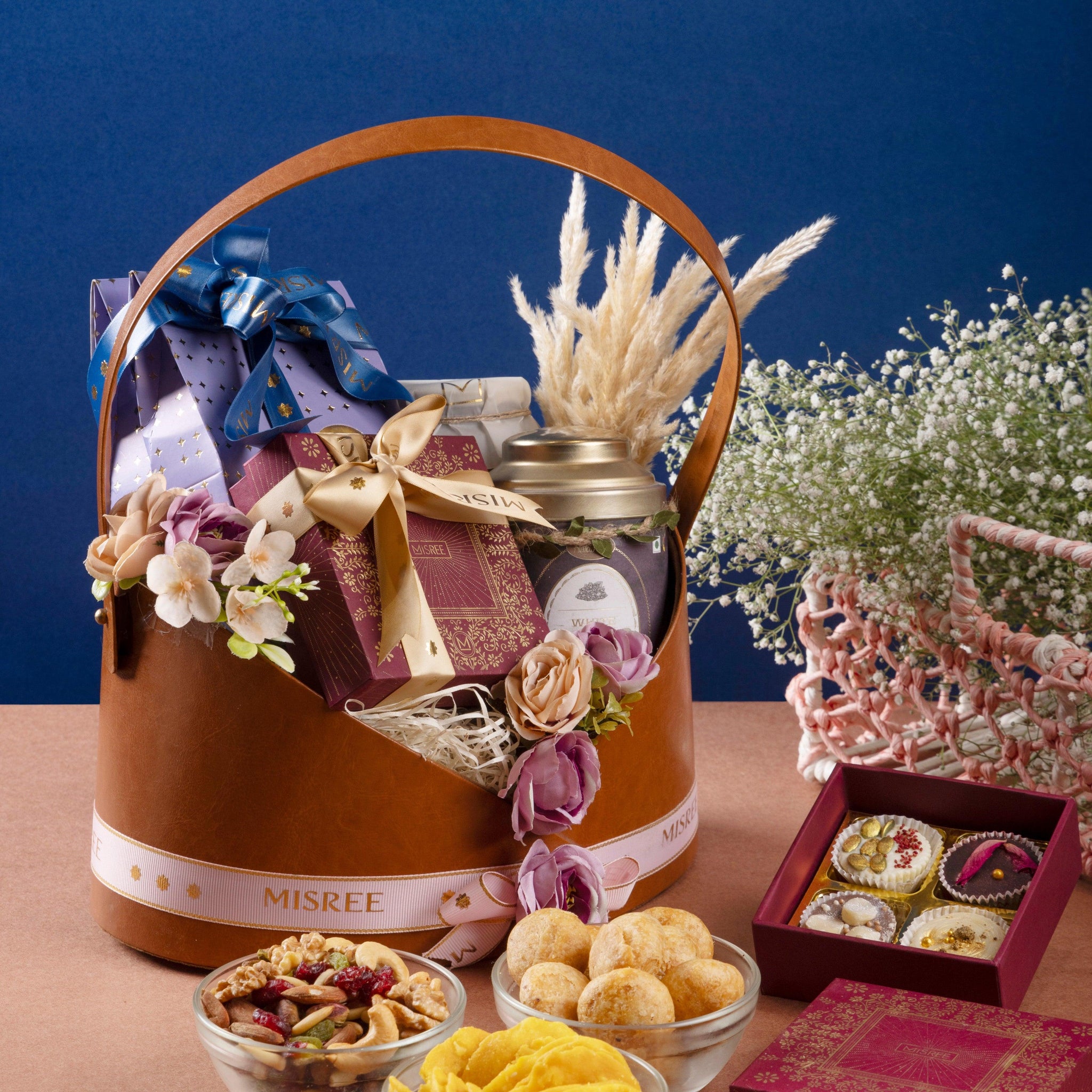 Small Leather Basket Hamper