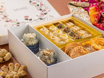 White Floral Hamper (Assorted Lohri Special Sweets)